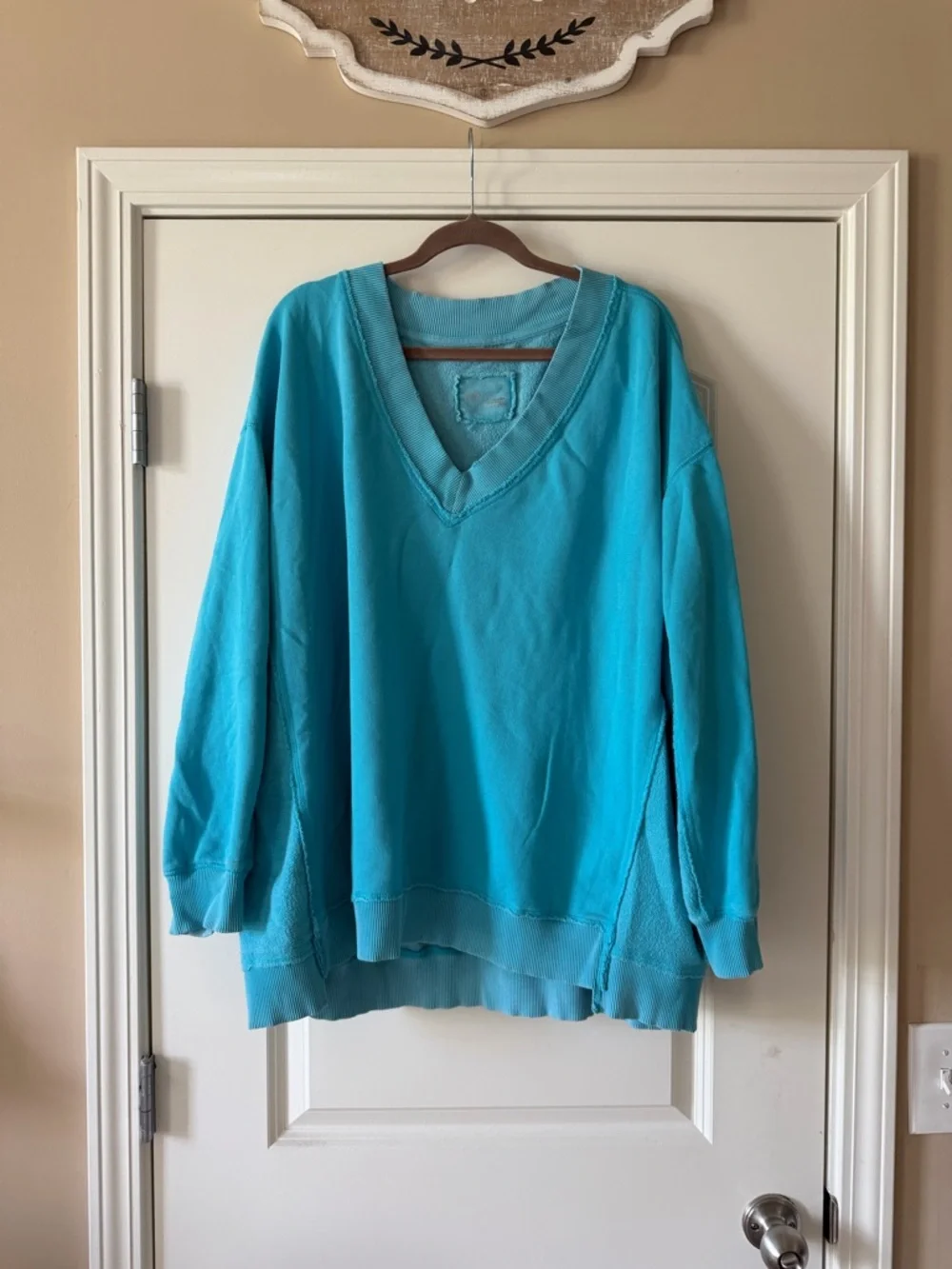 Aerie Blue Oversized V-Neck Pullover - Picture 1 of 3